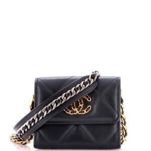 Chanel 19 Card Holder On Chain Quilted #255247C19B